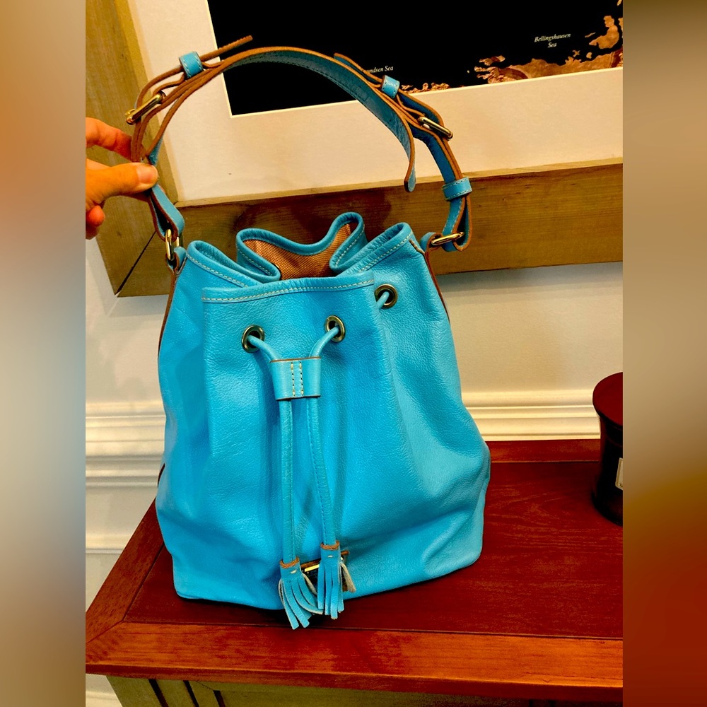 Dooney & Bourke Caribbean Blue Drawstring Purse
